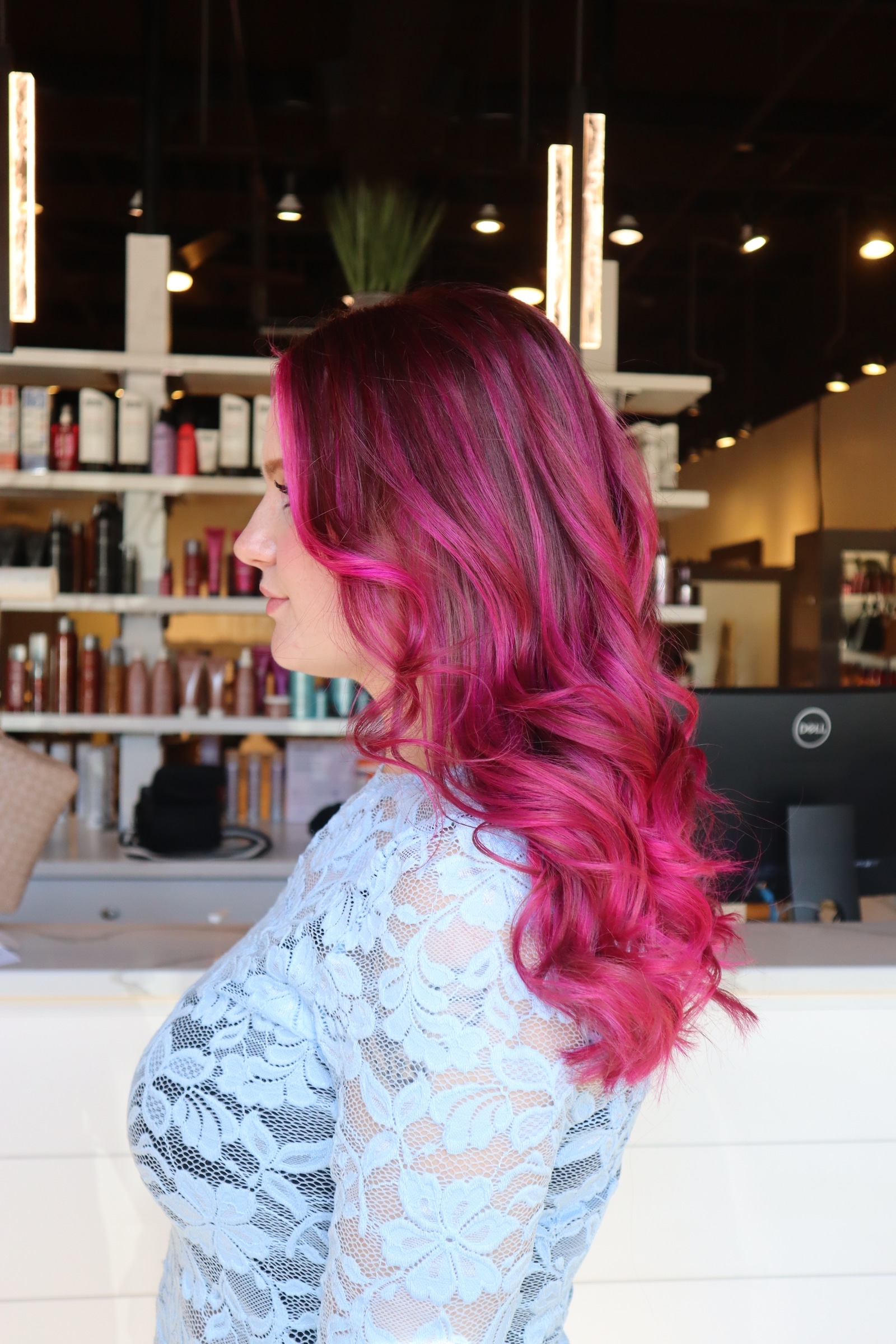 Precision haircut shaped around the client's face — hair by Lili Barker in Leander, TX